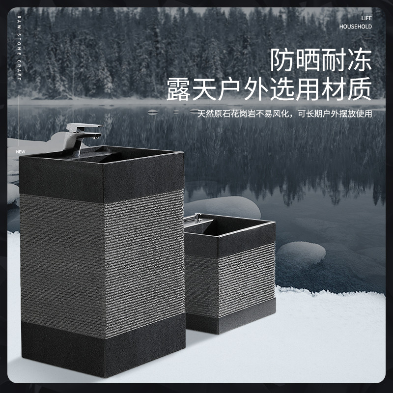 冠石汇石材立柱盆艺术拖把池组合户外花园洗手池落地式阳台洗手盆