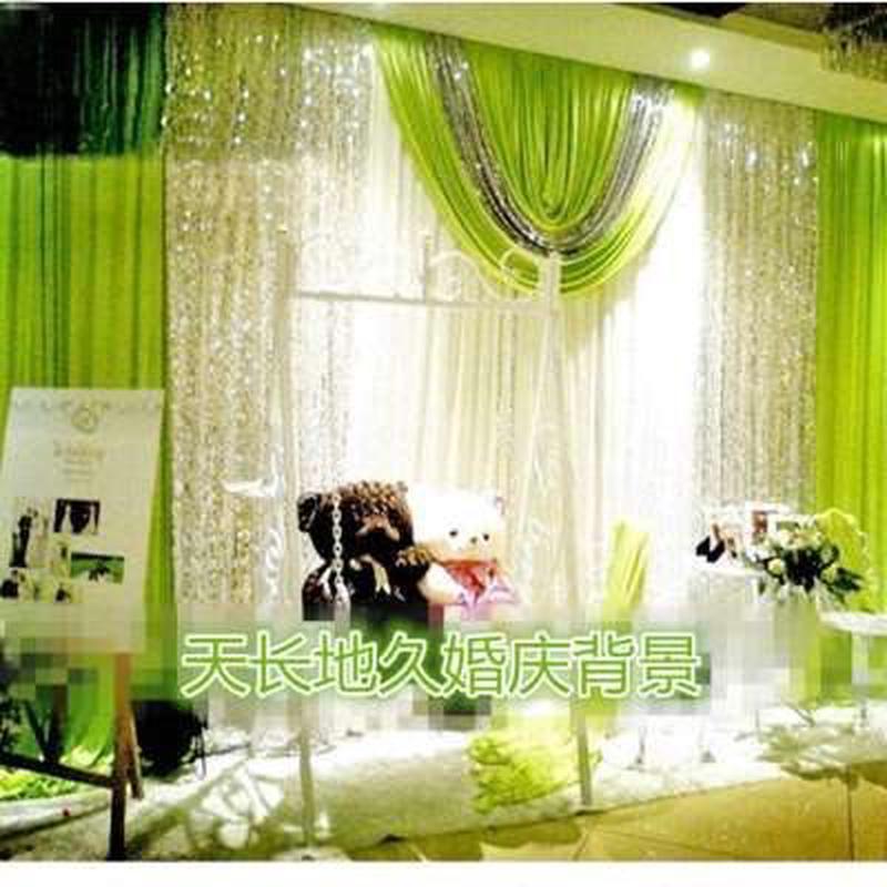 厂促厂销婚庆背景婚礼舞台会场场景布置幕布布幔纱幔亮片帷幔婚品