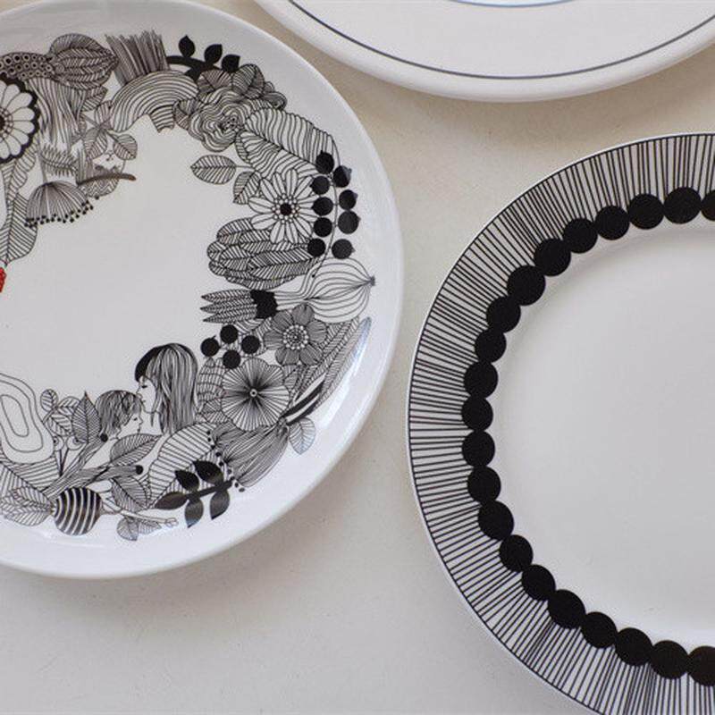 杂置社北欧经典城市花园黑白圆点线条甜品碟家用汤盘餐具盘子陶瓷