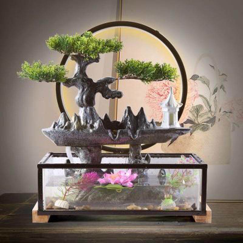 招财流水摆件养生循环喷泉客厅办公桌面生财鱼缸装饰开业礼品