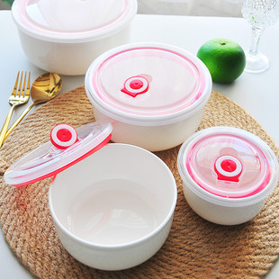 泡面碗蒸蛋碗带盖陶瓷碗饭盒保鲜碗密封可微波炉专用蒸碗大号家用
