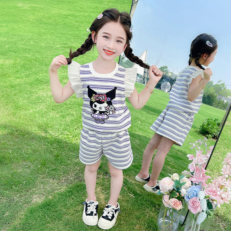 女孩女宝宝条纹套装2025新款夏季夏装两件套儿童洋气,童装/婴儿装/亲子装,套装,淘宝优惠券,粉丝福利购,淘宝优惠卷