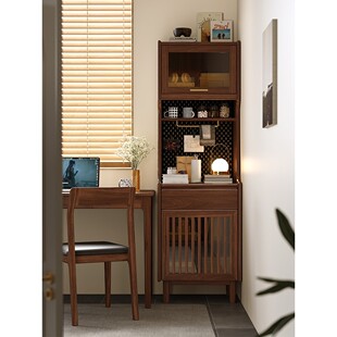 实木餐边柜黑胡桃木餐厅可移动吧台桌储物柜茶水柜洞洞板一体橱柜