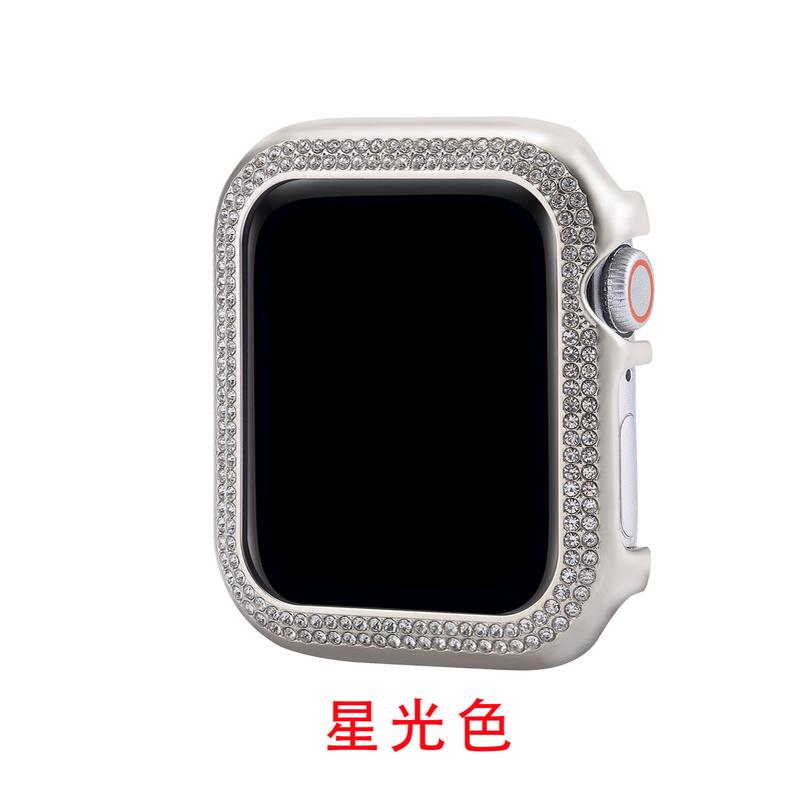 适用applewatch苹果手表8双排钻镂空壳iwatch7保壳套ultra2合金壳