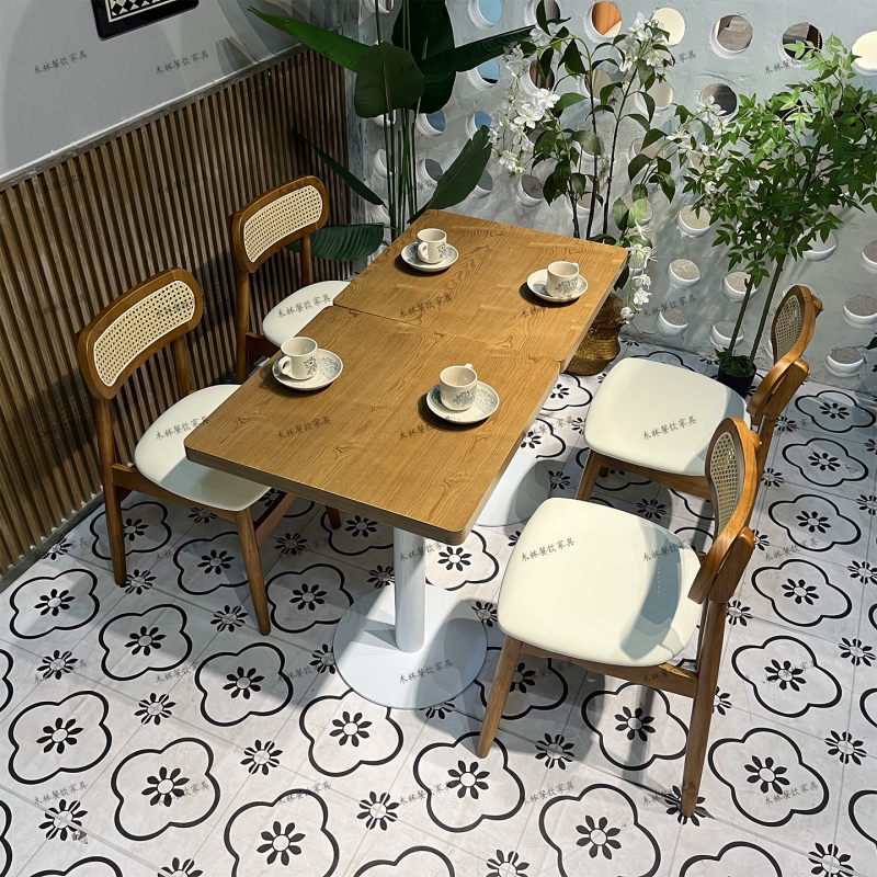 现代简约咖啡厅桌椅组合网红小吃甜品奶茶店桌椅西餐厅餐桌椅商用