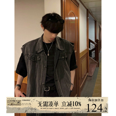 nner 水洗做旧无袖美式宽松春秋仔