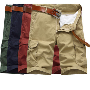 夏季大码男士夏天子中裤工装沙滩裤五分马裤多口袋潮