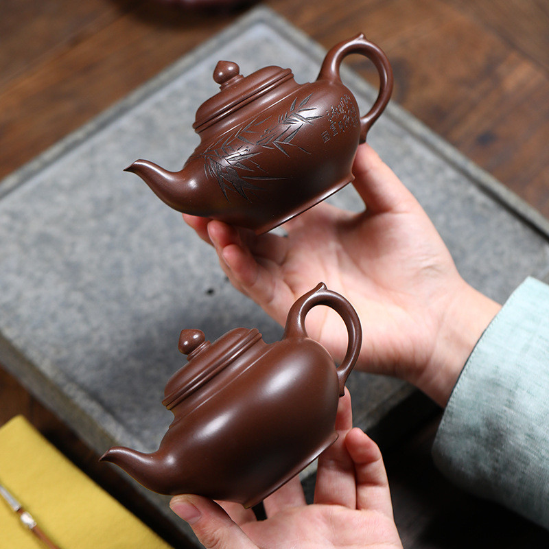 手工茶壶非机车 宜兴原矿紫泥中式国风茶具笑樱 紫砂壶