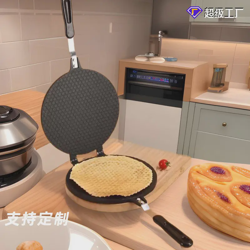 新款家用鸡蛋卷模具不粘压蛋卷器冰淇淋蛋筒模具蛋糕西点饼干烤盘
