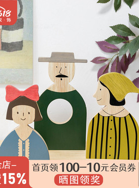 阿楹 一家三口四口摆件ins玄关儿童房家居置物架床头电视鞋柜装饰