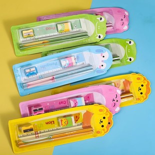 小学生用铅笔橡皮卷笔刀尺子5件套文具套装 铅笔套装 儿童学习用品