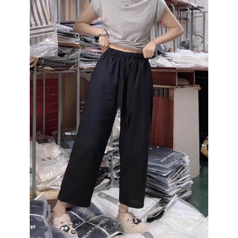 大码薄款女夏胖mm梨型身材宽松显瘦九分直筒阔腿裤