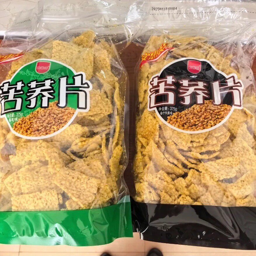 食谷坊苦荞片荞麦锅巴375克2袋酱香牛排味大袋牛肉味苦荞片大包