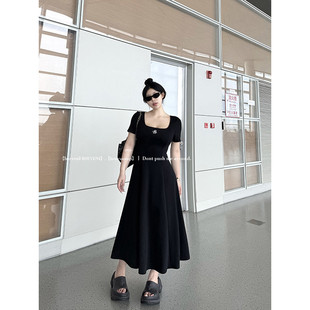 黑泽玄七2025春季新款胖mm通勤收腰显瘦字母刺绣a字女
