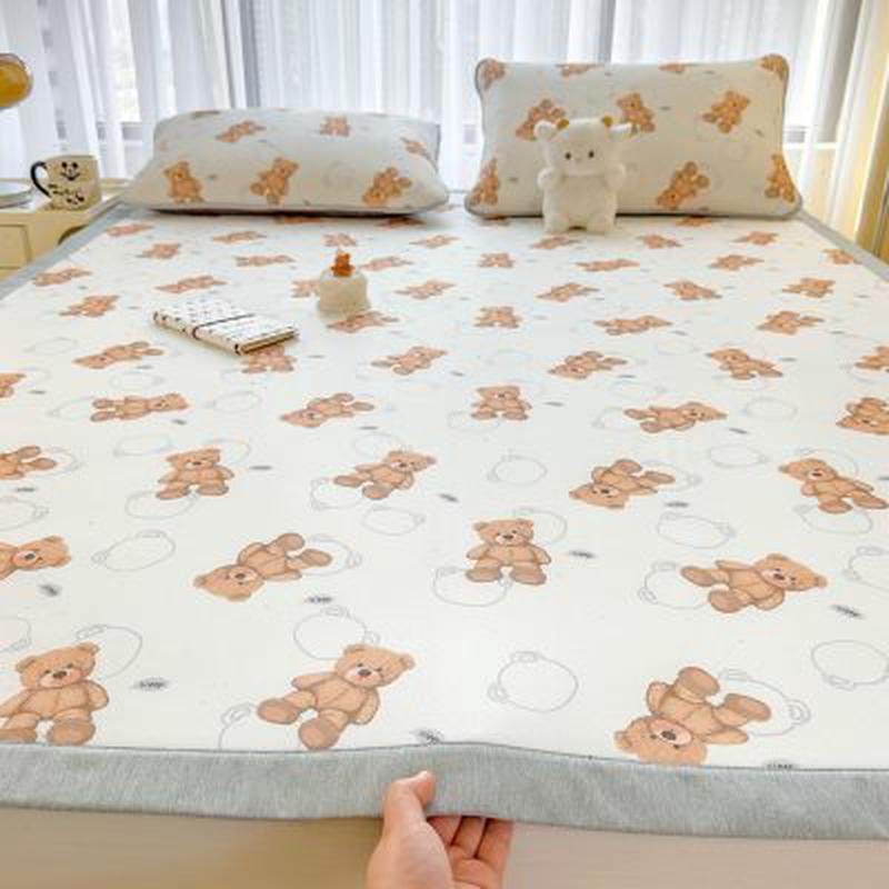 清凉冰皮凉席三件套夏季条席款儿童学生宿舍单人空调席子家用床单,床上用品,冰丝席,淘宝优惠券,粉丝福利购,淘宝优惠卷