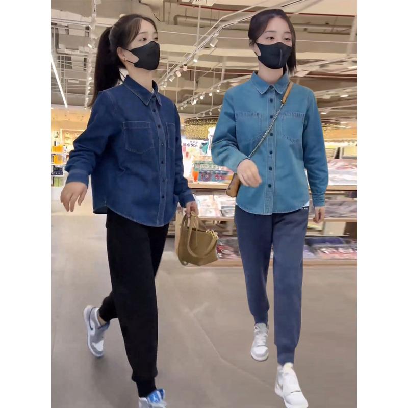 短款牛仔衬衫女2025春装新款休闲小个子显瘦显高时尚百搭薄款