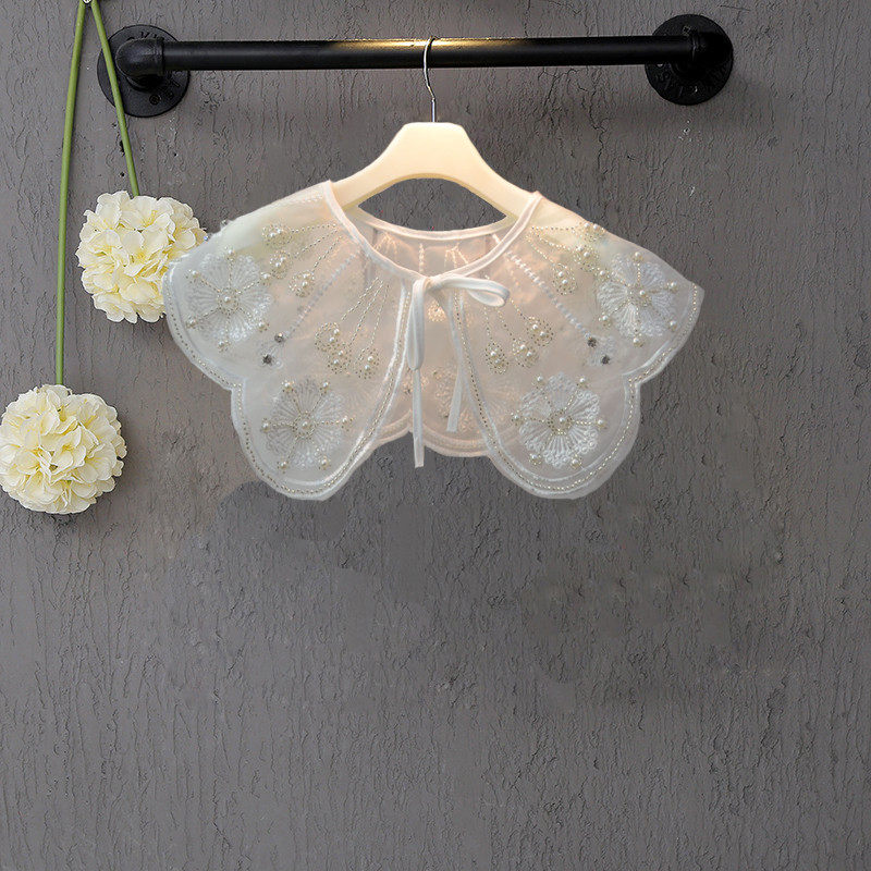 蕾丝斗篷披肩2022新款女孩刺绣花边钉珠披风白色外搭开,童装/婴儿装/亲子装,披风/斗篷,淘宝优惠券,粉丝福利购,淘宝优惠卷