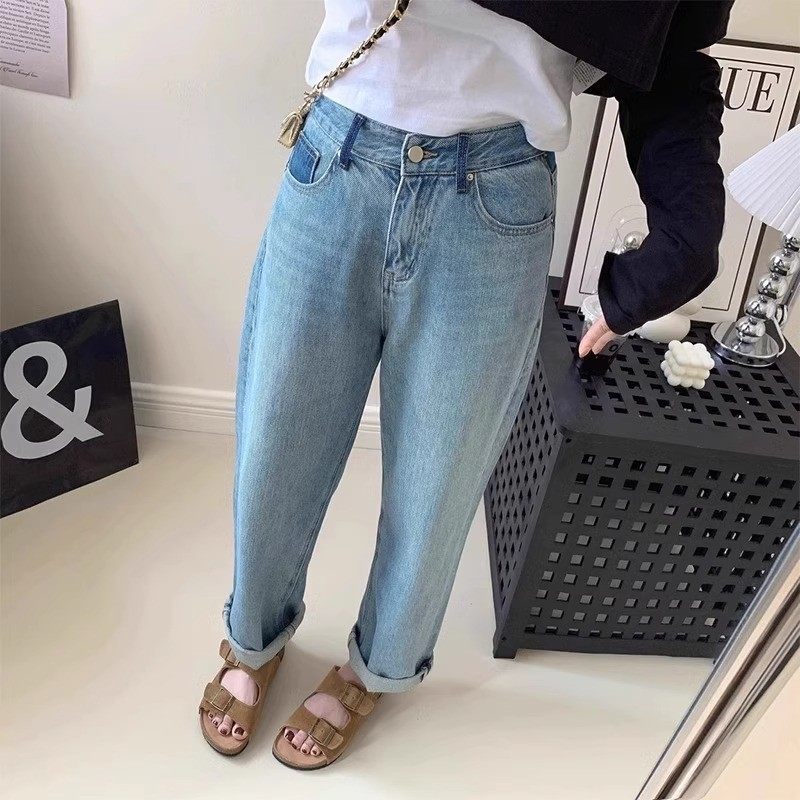 大码胖妹妹mm口袋撞色牛仔阔腿秋季宽松显瘦百搭裤200斤,女装/女士精品,大码裤装,淘宝优惠券,粉丝福利购,淘宝优惠卷