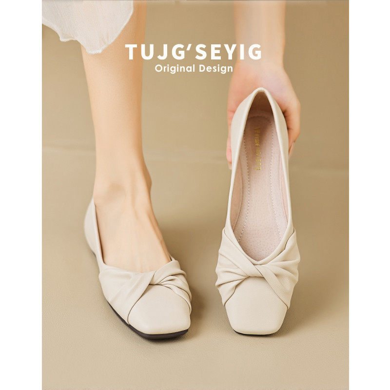 平底单鞋女夏季2023新款浅口百搭一脚蹬豆豆鞋软底大码女鞋41一43,女鞋,浅口单鞋,淘宝优惠券,粉丝福利购,淘宝优惠卷