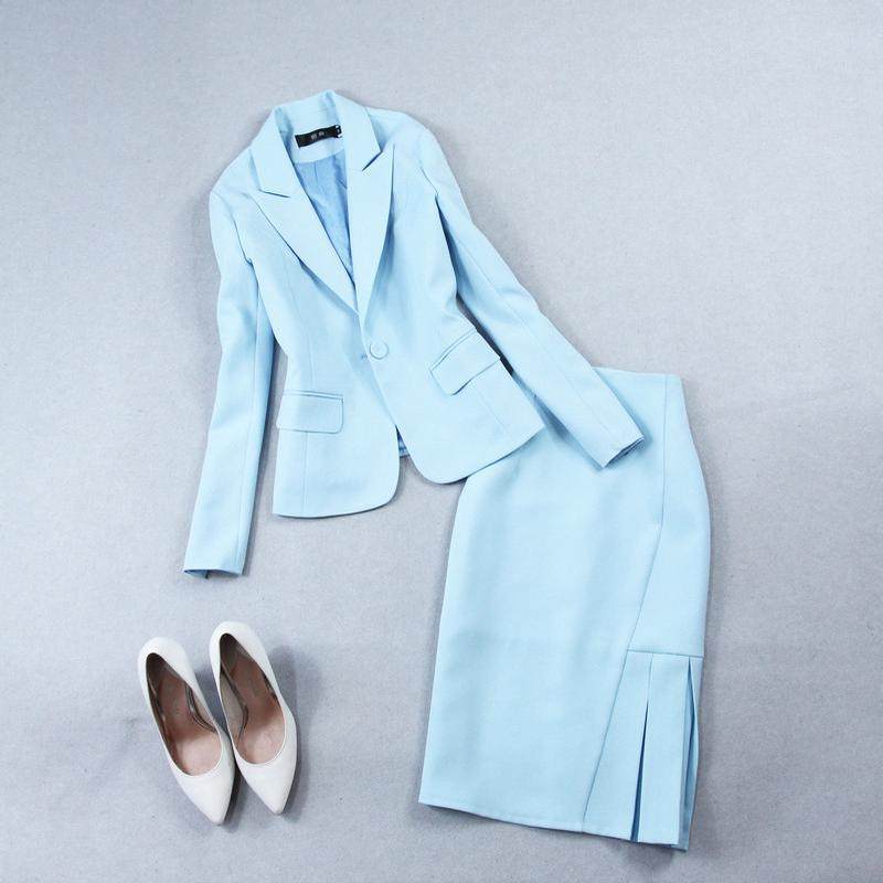 2025春款大码淡蓝色小+包臀百褶显瘦半裙套装