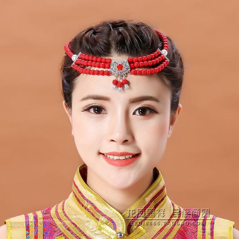 族女古舞蹈民族发饰头饰成人串珠袍配佩少数演出蒙蒙古儿童手工饰