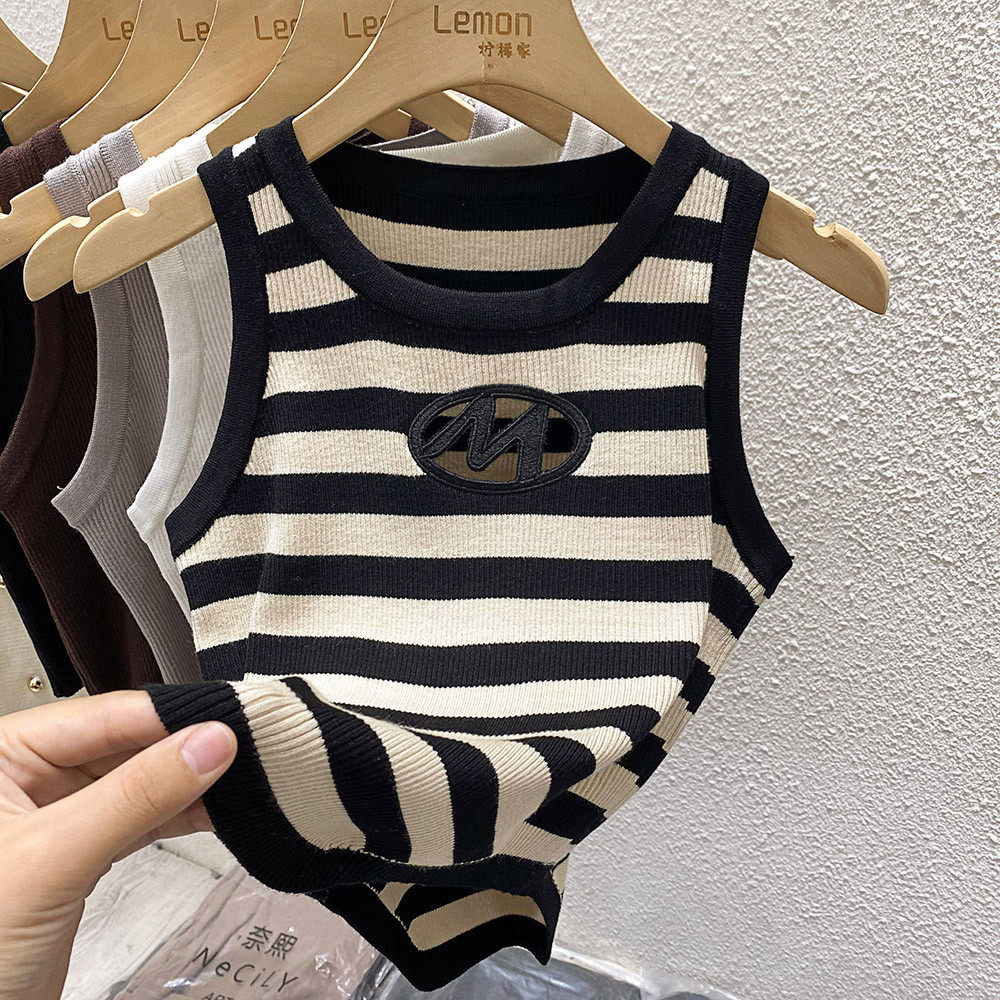 2024夏季辣妹条纹女内搭设计感小众打底无袖外穿,女装/女士精品,时尚防晒服,淘宝优惠券,粉丝福利购,淘宝优惠卷