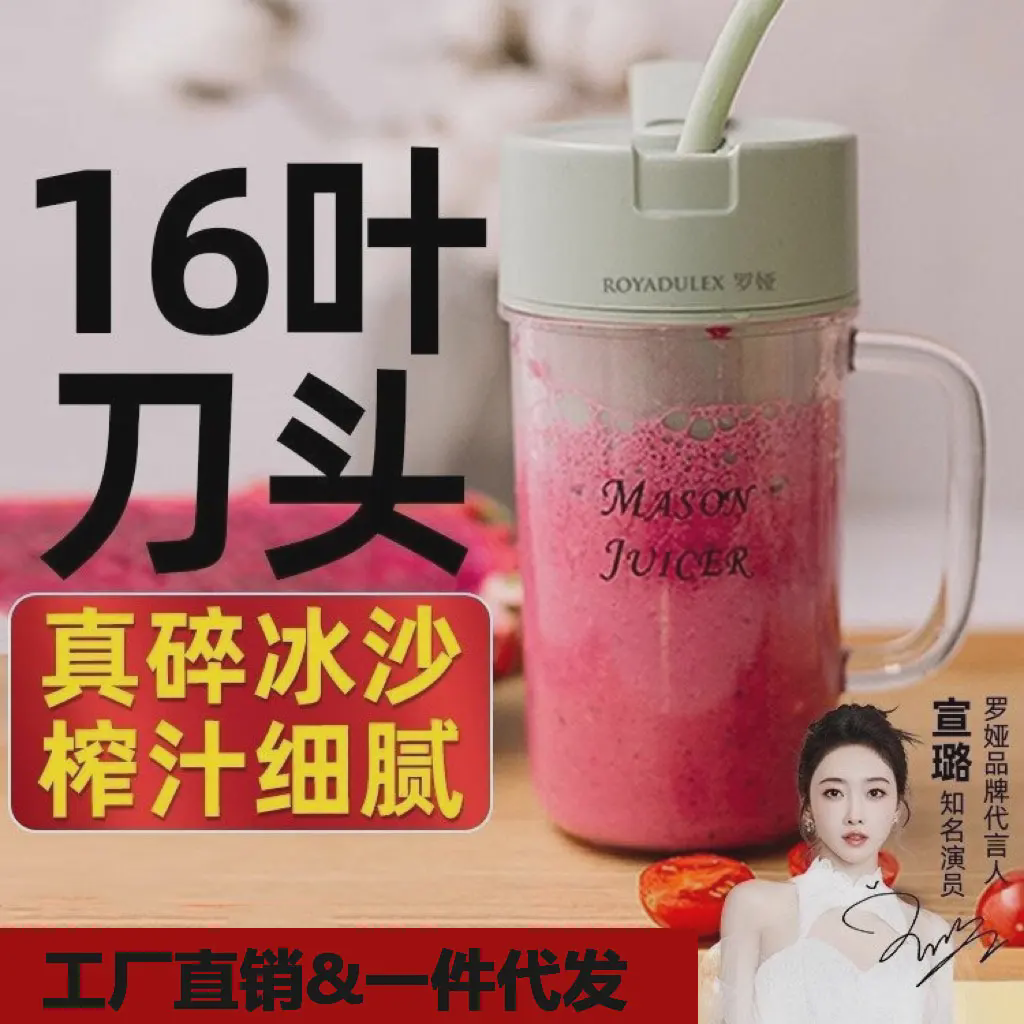 罗娅16叶刀碎冰榨汁机小型式榨汁杯家用电动搅拌机水果汁奶昔55W