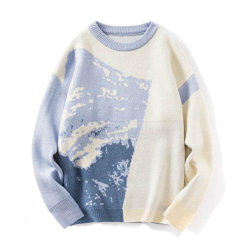 保暖休闲宽松线圆领打底衫提慵懒风花秋冬撞色季衣毛衣男新款拼接,男装,针织衫/毛衣,淘宝优惠券,粉丝福利购,淘宝优惠卷