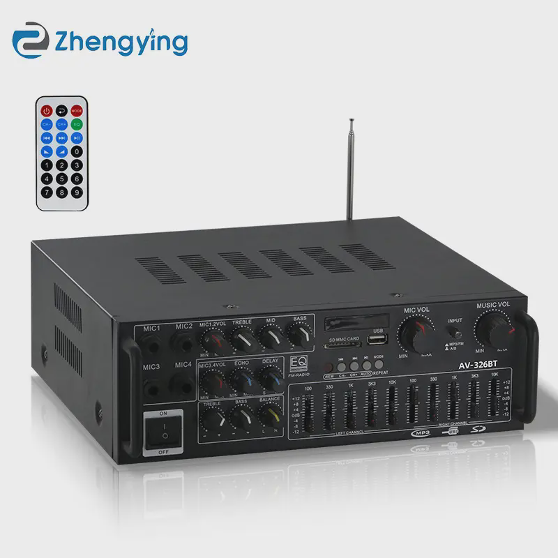 大功率家用功放机12V/220VEQ均衡器车载户外K歌两用功放AV-326BT