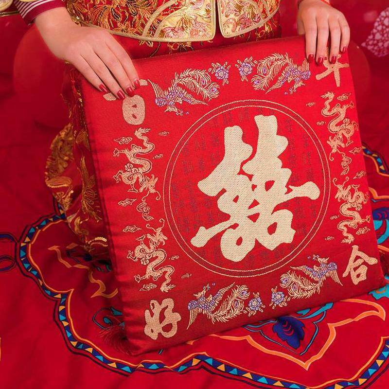 中式婚礼口改新坐垫仪婚庆用品拜式茶敬垫人新娘跪结婚堂加厚一对