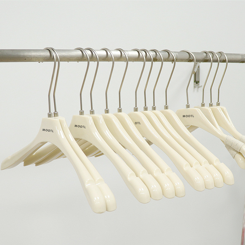 服装店专用女装亚克力奶白色防滑衣架套装塑料儿童装衣挂批发logo