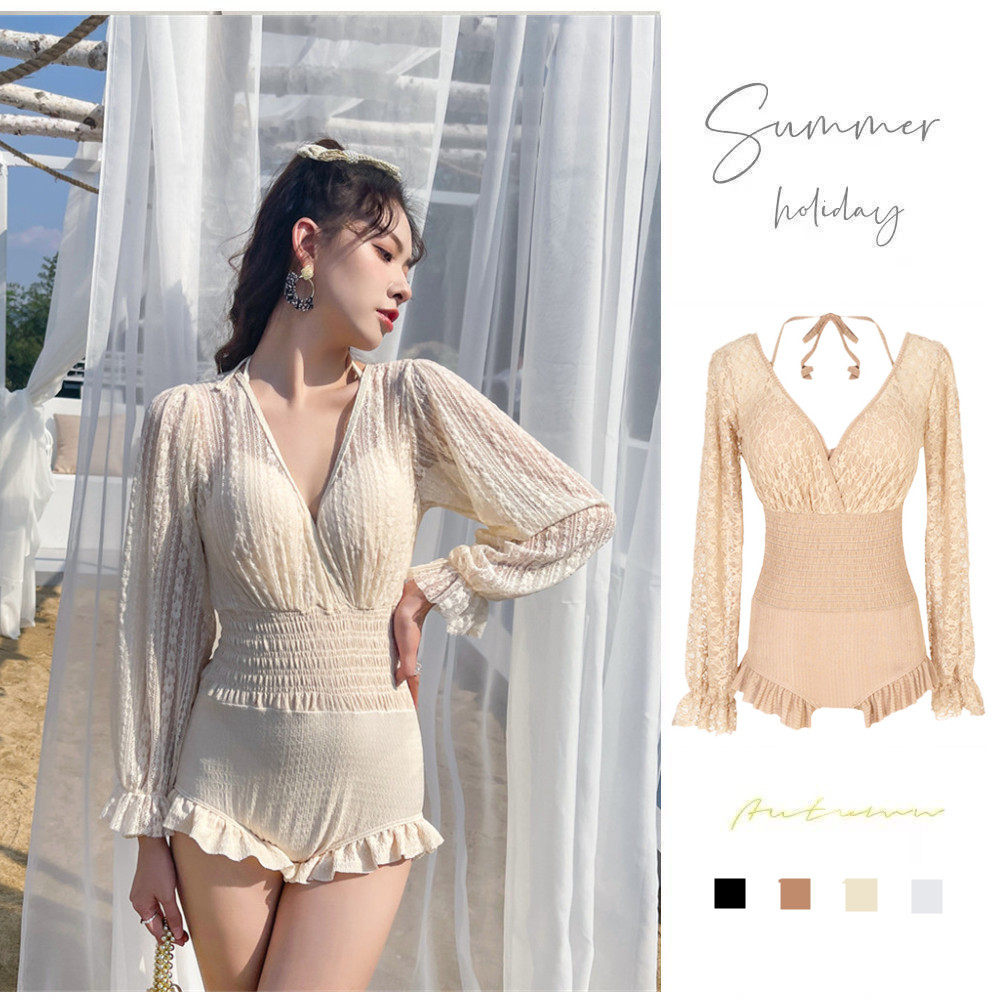 泳衣女泡温泉保守仙气韩国连体长袖遮肉显瘦学生少女泳装纯欲度假,运动/瑜伽/健身/球迷用品,连体泳衣,淘宝优惠券,粉丝福利购,淘宝优惠卷