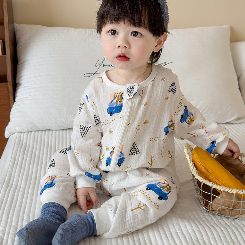 夏季宝宝长袖双层纱布睡袋男童分腿连体衣防踢被儿童空调服薄,婴童用品,睡袋/防踢被,淘宝优惠券,粉丝福利购,淘宝优惠卷