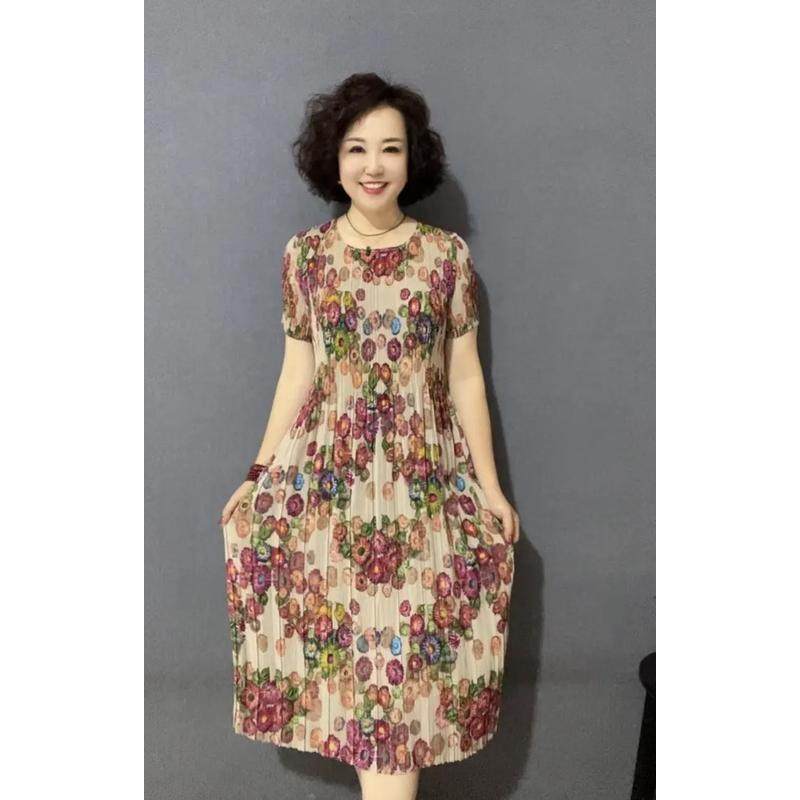 2024新款褶皱雪纺长款女夏天显瘦显高气质中年法式妈妈