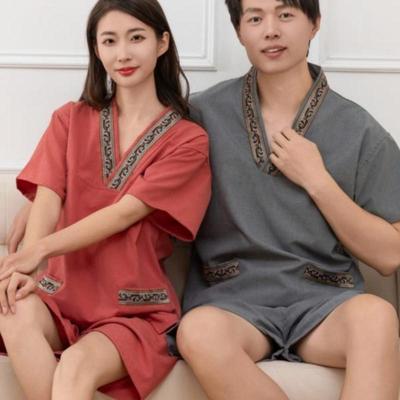 贡麻可洗浴疗情侣款款浴汗蒸服女按摩服大码桑拿服足服式中心定制