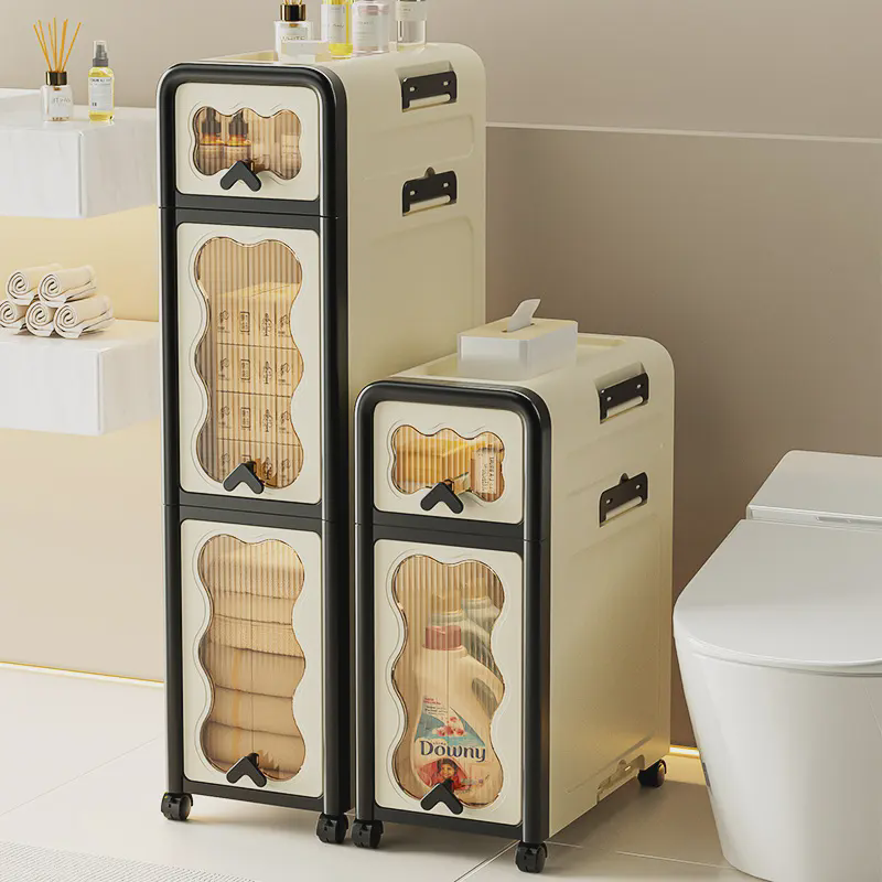 卫生间抽屉式窄缝收纳柜浴室厕所夹缝置物架家用收纳储物柜带轮子