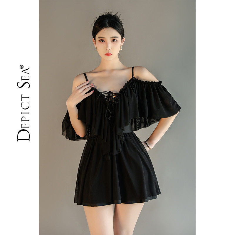 绘海泳衣女款大码胖女孩遮肉2024新款连体裙式保守学生黑色游泳装,运动/瑜伽/健身/球迷用品,连体泳衣,淘宝优惠券,粉丝福利购,淘宝优惠卷