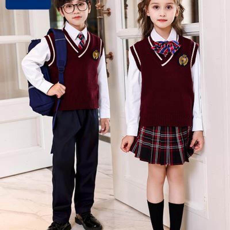 小学生班服春秋季款马甲英伦毛衣校服幼儿园园服套装