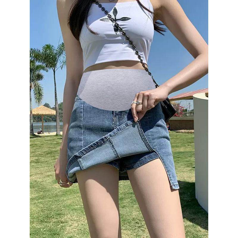 孕妇开叉牛仔夏季薄款外穿托腹包臀有内衬a字开叉裤裙,孕妇装/孕产妇用品/营养,半身裙,淘宝优惠券,粉丝福利购,淘宝优惠卷