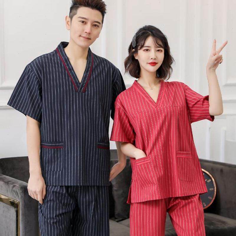 新款足浴加肥桑拿套装按摩服情侣洗浴码温泉中心男大汗蒸服女服浴