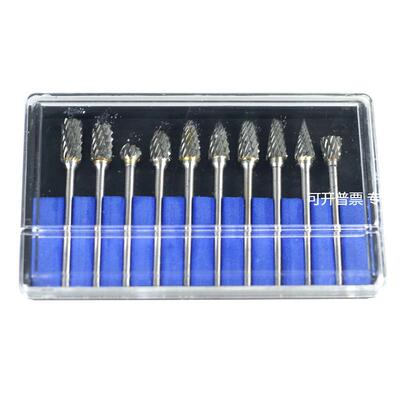 10pcs合金打磨头木雕打磨锉根雕雕刻刀φ3-6mm旋转锉双纹磨头