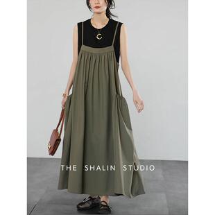 山梨 小众设计工装休闲背带背带裙裙