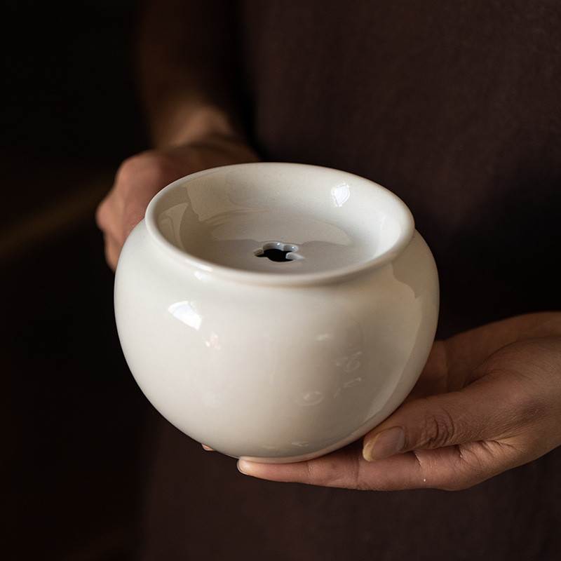 草木灰建水陶瓷茶洗茶渣缸水盂带盖日式家用盖碗茶具壶承干泡台小