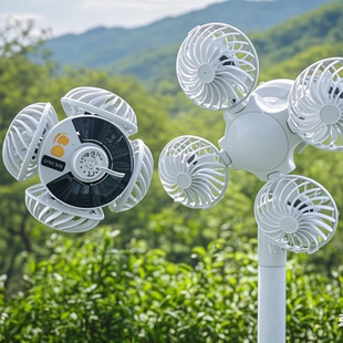 2025款 新款 创意可折叠太阳能足球灯风扇灯太阳能足球风扇灯