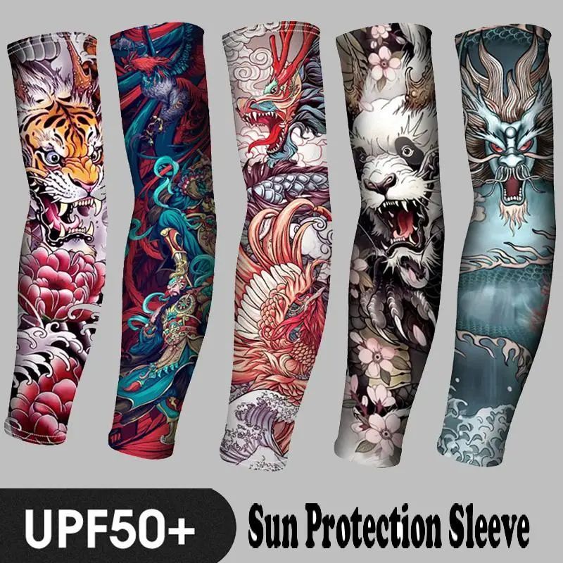 PCS New Men Long Fake Warmers Summer Tattoo Sleeves Sun
