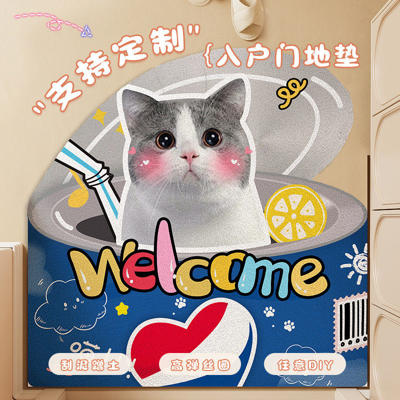 2025新款可定制宠物地垫可爱小猫入户门垫进门口丝圈地毯换鞋脚垫,居家布艺,入户地垫,淘宝优惠券,粉丝福利购,淘宝优惠卷