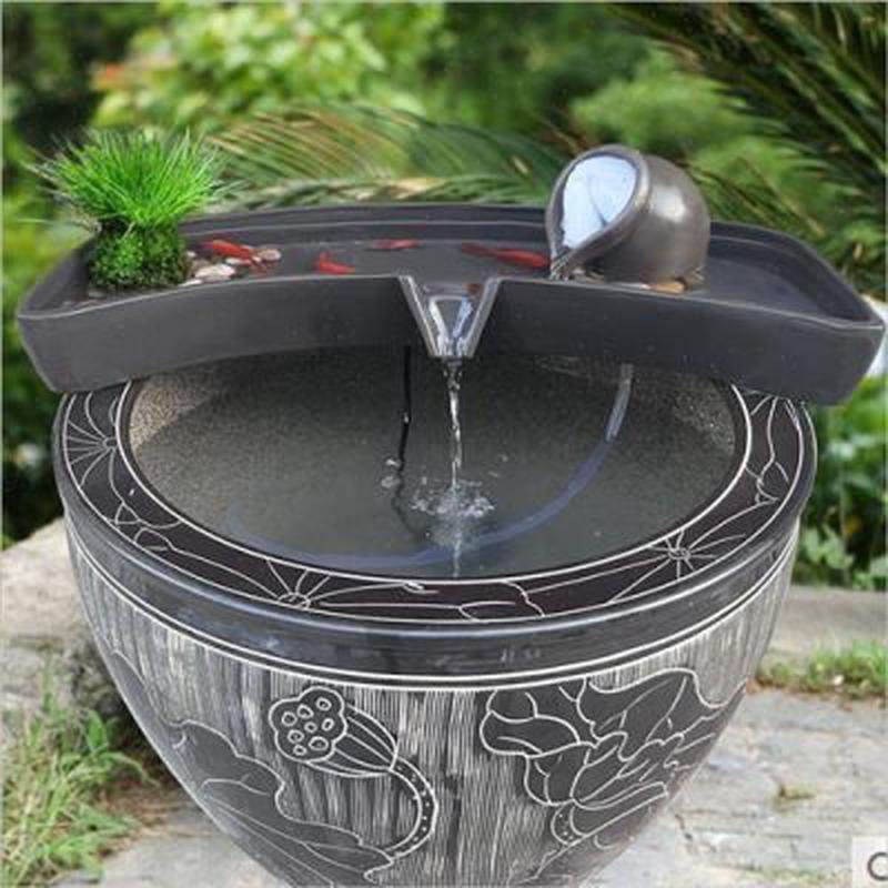 水缸造景摆件循环流水鱼缸陶瓷流水器过滤增氧双层养鱼盆搭配茶台,家居饰品,流水摆件,淘宝优惠券,粉丝福利购,淘宝优惠卷