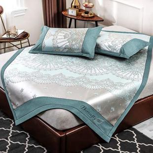 夏天冰丝席凉席床笠款可水洗2021新款竹席床垫三件套夏季家用1米5