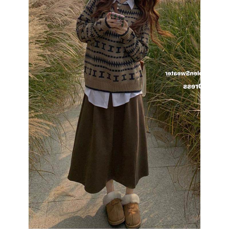 棕色半裙大码梨型身材胖mm显瘦遮肚子a字毛呢秋冬,女装/女士精品,大码半身裙,淘宝优惠券,粉丝福利购,淘宝优惠卷