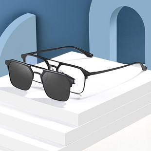 磁吸近视眼镜套镜男款一镜三用开车眼睛框太阳变色镜片二一镜架